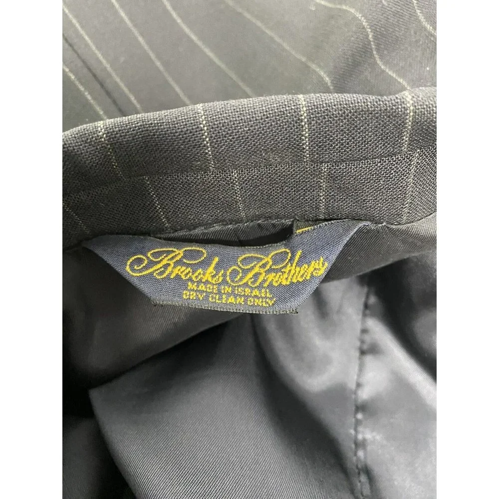 Brooks Brothers Brooksease Black Wool Striped 2 Button Blazer Jacket 43R